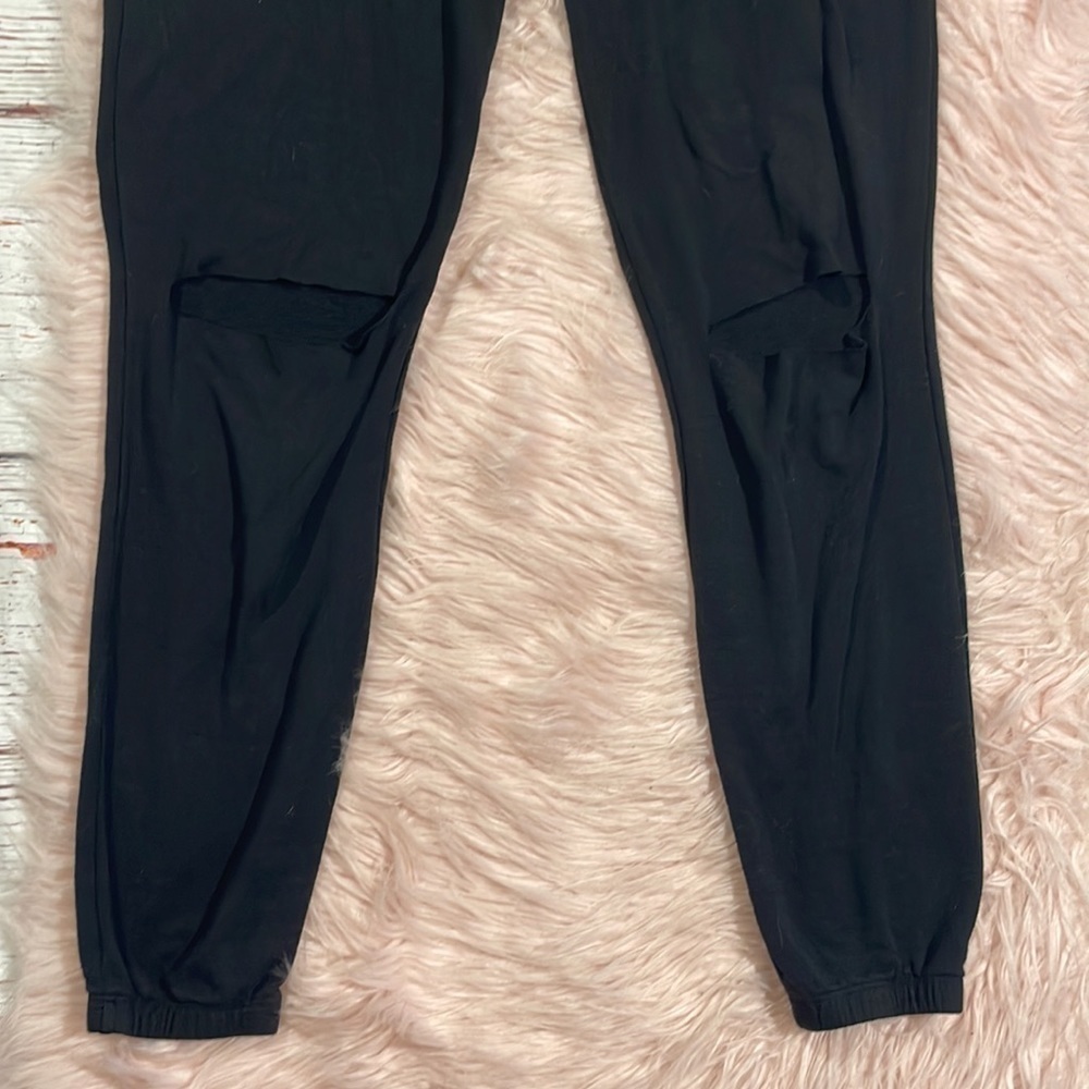 Beyond Yoga Black Slit Open Knee High Rise Lounge Joggers - Picture 5 of 9